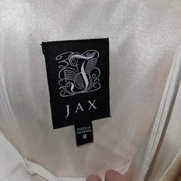 NWT! Jax Gold/Cream Satin Sleeveless Sheath Dress. Size 8 Medium - Picture 7 of 9